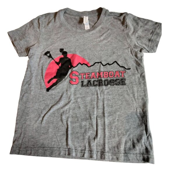 Girls Steamboat Springs Lacrosse T Shirt Youth Gray Colorado Medium - Picture 2 of 5